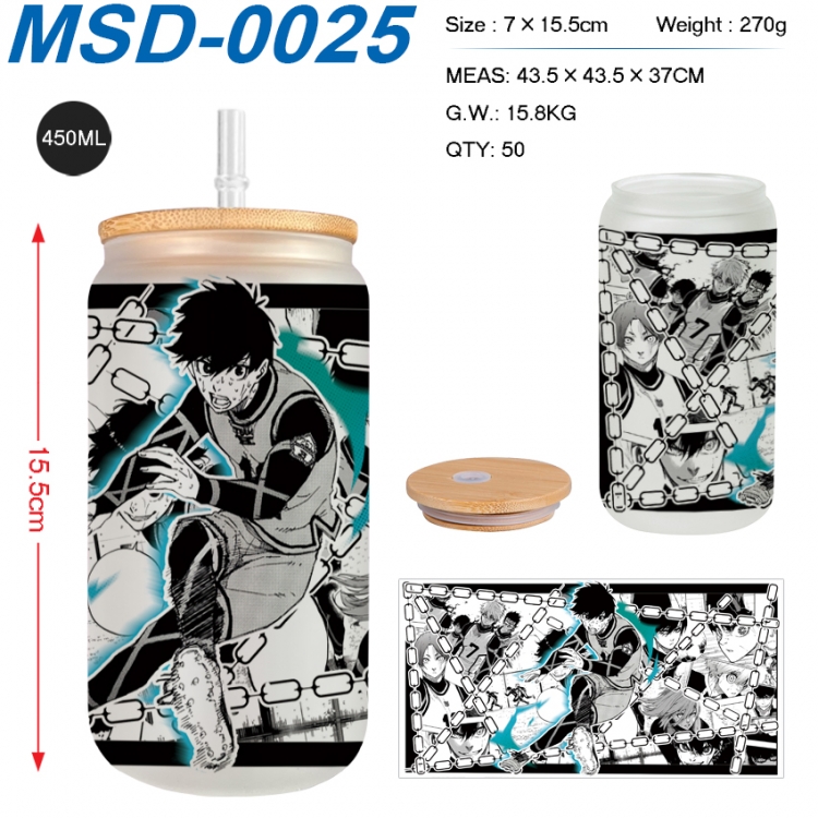 BLUE LOCK Anime frosted glass cup with straw 450ML MSD-0025