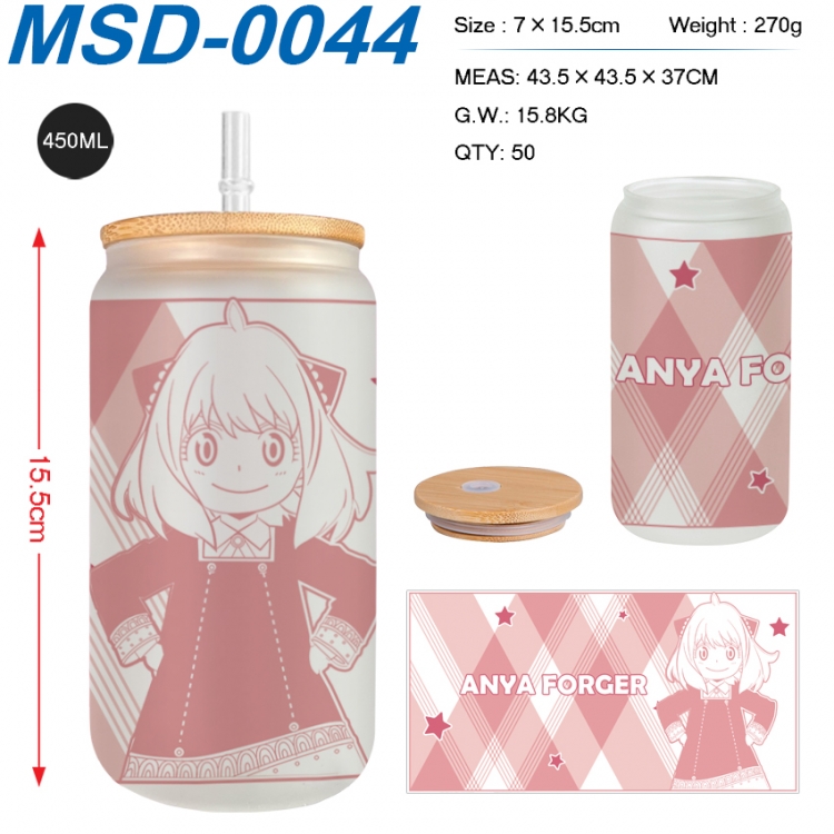 SPYxFAMILY Anime frosted glass cup with straw 450ML MSD-0044