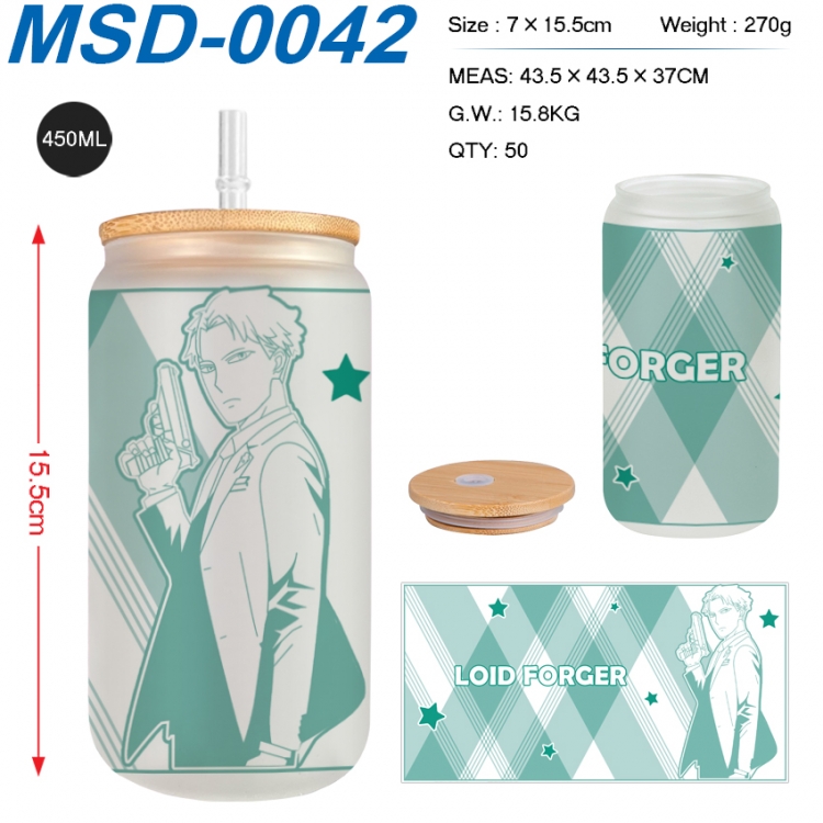 SPYxFAMILY Anime frosted glass cup with straw 450ML MSD-0042