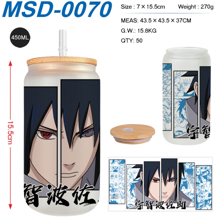 Naruto Anime frosted glass cup with straw 450ML