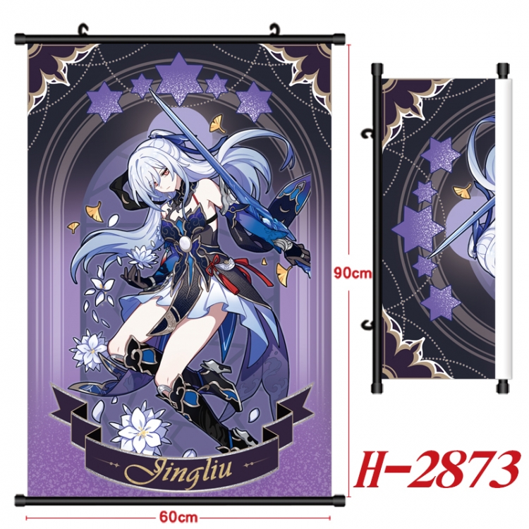 Honkai: Star Rail Anime Black Plastic Rod Canvas Painting Wall Scroll 60X90CM