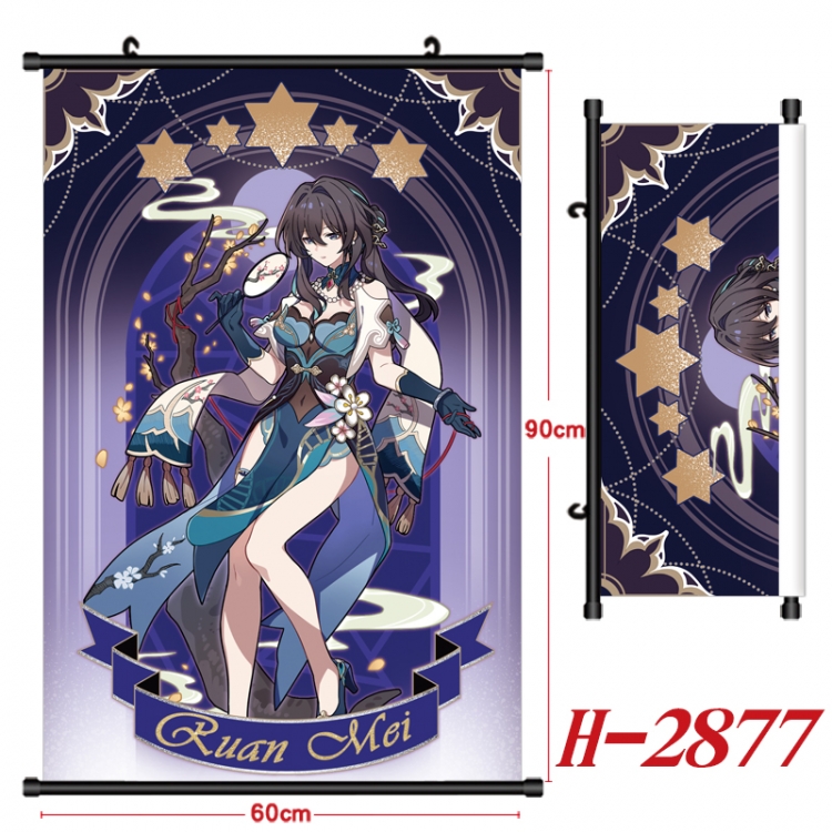 Honkai: Star Rail Anime Black Plastic Rod Canvas Painting Wall Scroll 60X90CM