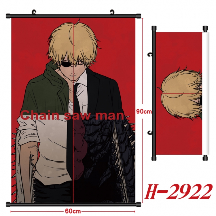 Chainsawman Anime Black Plastic Rod Canvas Painting Wall Scroll 60X90CM