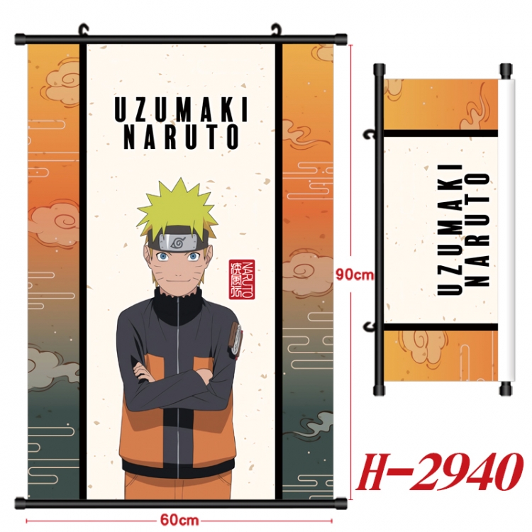 Naruto Anime Black Plastic Rod Canvas Painting Wall Scroll 60X90CM