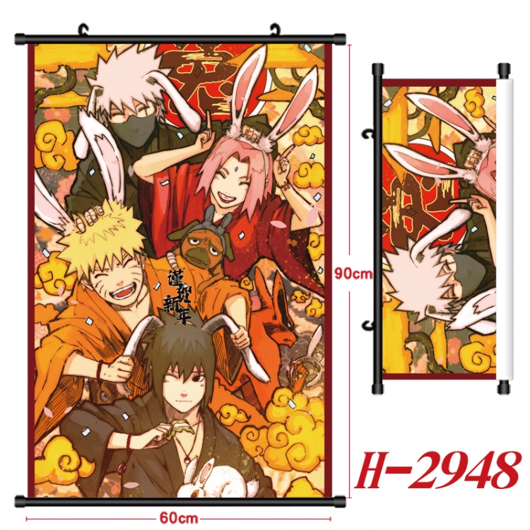 Naruto Anime Black Plastic Rod Canvas Painting Wall Scroll 60X90CM