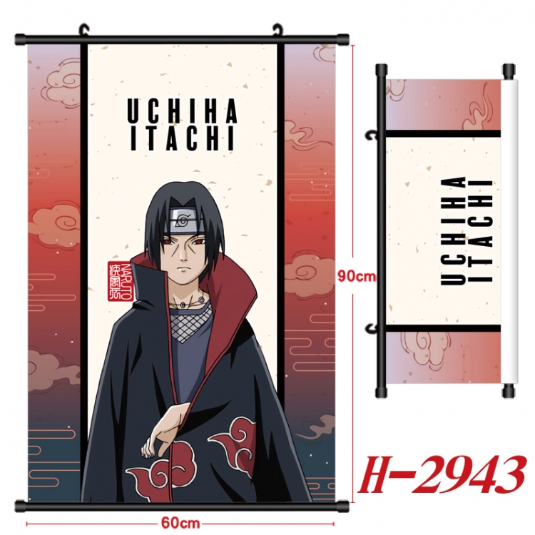 Naruto Anime Black Plastic Rod Canvas Painting Wall Scroll 60X90CM