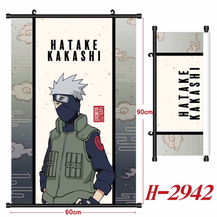 Naruto Anime Black Plastic Rod Canvas Painting Wall Scroll 60X90CM