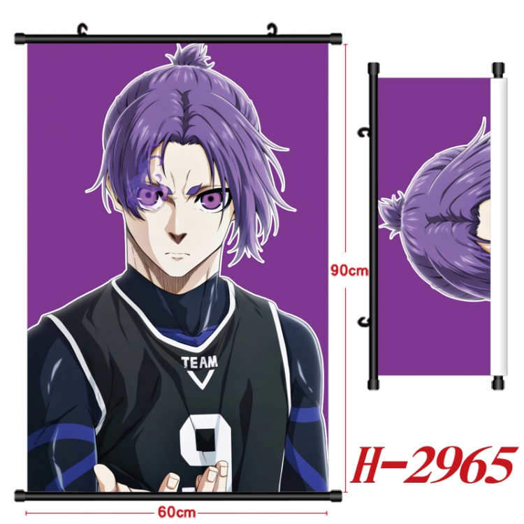 BLUE LOCK Anime Black Plastic Rod Canvas Painting Wall Scroll 60X90CM