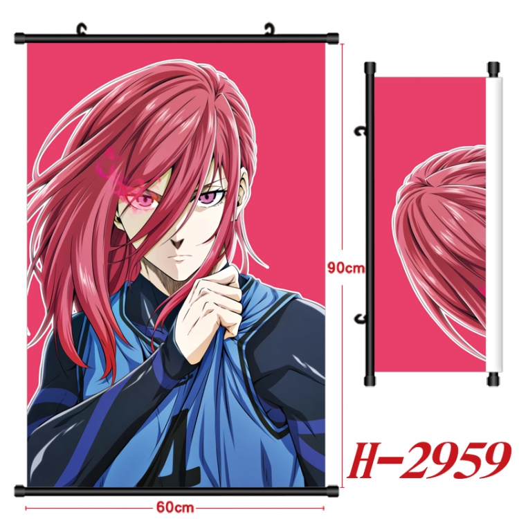 BLUE LOCK Anime Black Plastic Rod Canvas Painting Wall Scroll 60X90CM