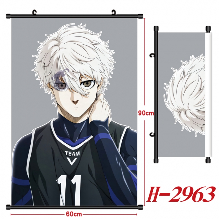 BLUE LOCK Anime Black Plastic Rod Canvas Painting Wall Scroll 60X90CM