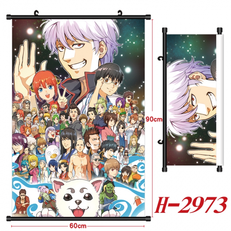 Gintama Anime Black Plastic Rod Canvas Painting Wall Scroll 60X90CM