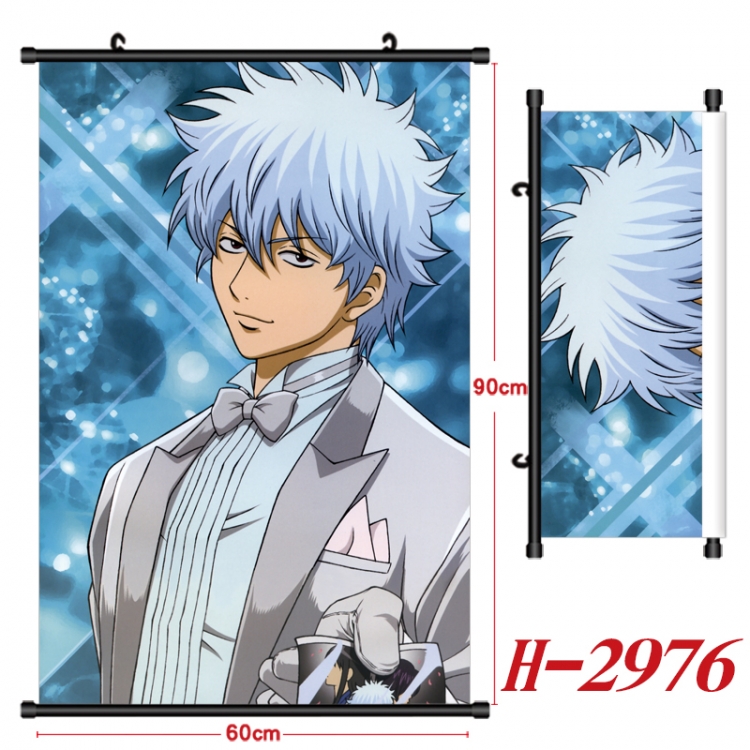 Gintama Anime Black Plastic Rod Canvas Painting Wall Scroll 60X90CM