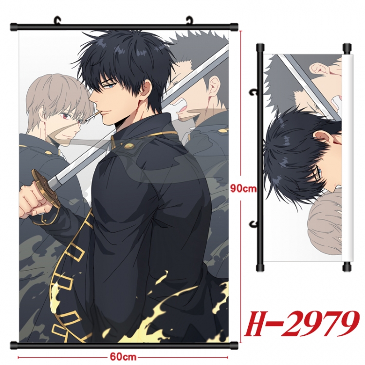 Gintama Anime Black Plastic Rod Canvas Painting Wall Scroll 60X90CM