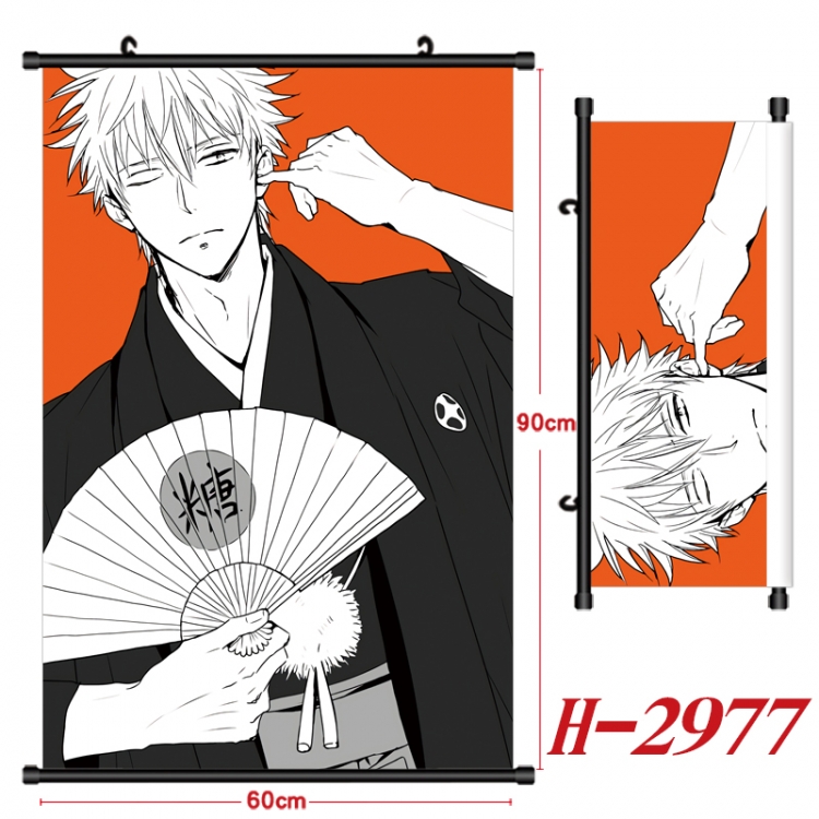 Gintama Anime Black Plastic Rod Canvas Painting Wall Scroll 60X90CM