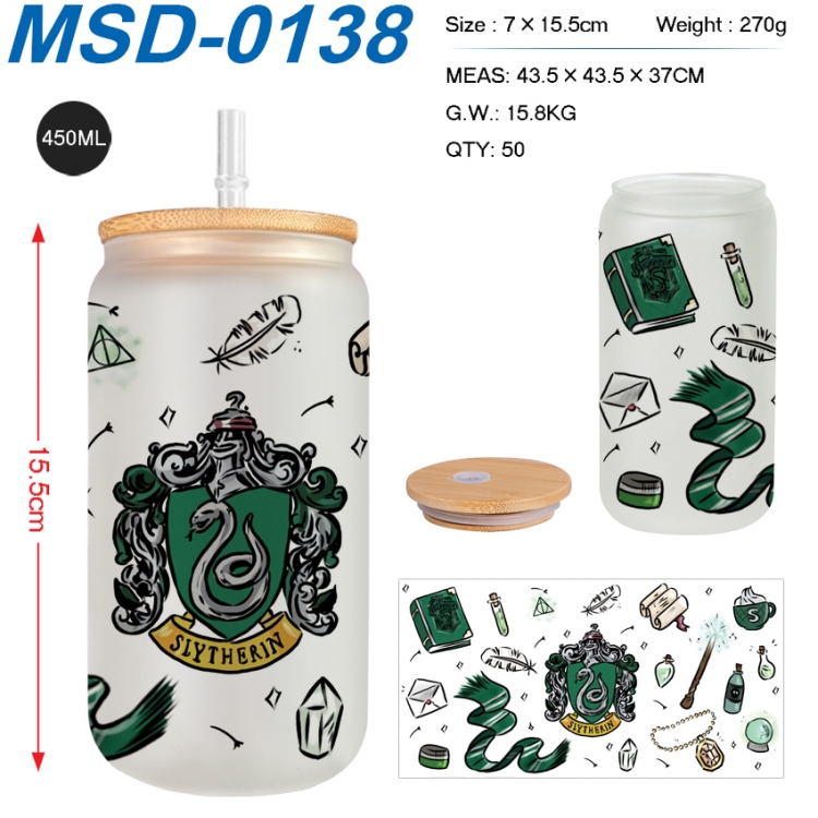 Harry Potter Anime frosted glass cup with straw 450ML