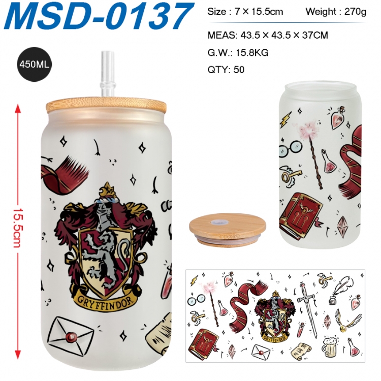 Harry Potter Anime frosted glass cup with straw 450ML