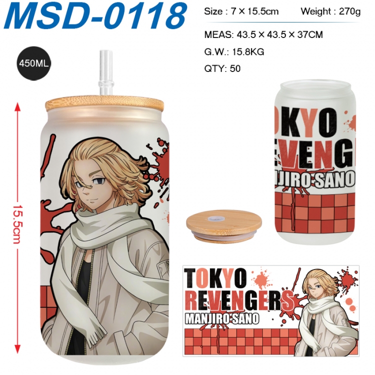 Tokyo Revengers  Anime frosted glass cup with straw 450ML