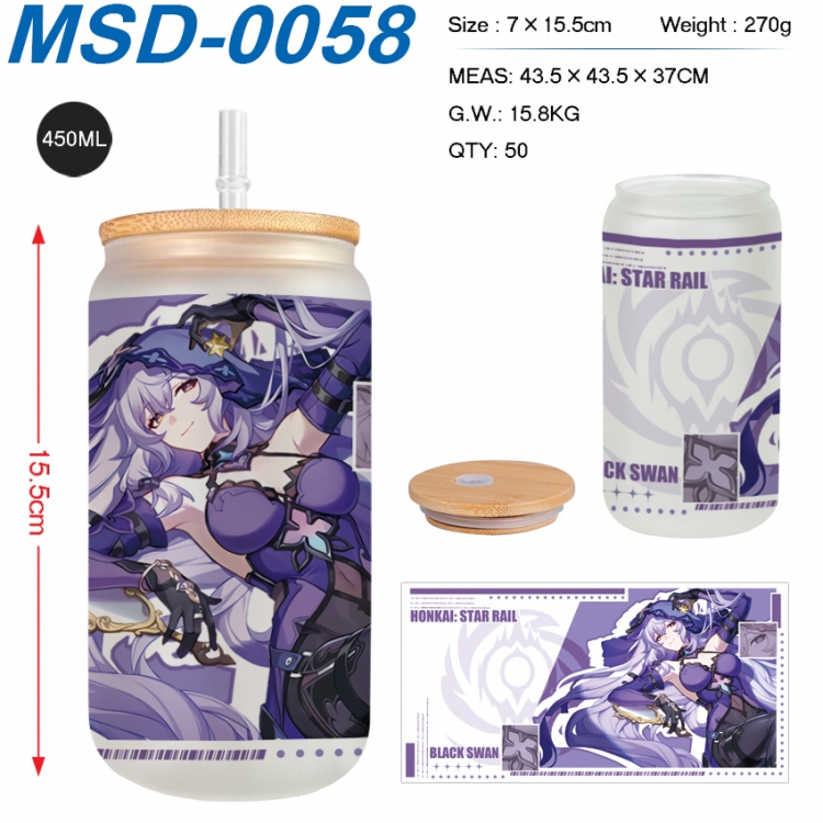 Honkai: Star Rail Anime frosted glass cup with straw 450ML