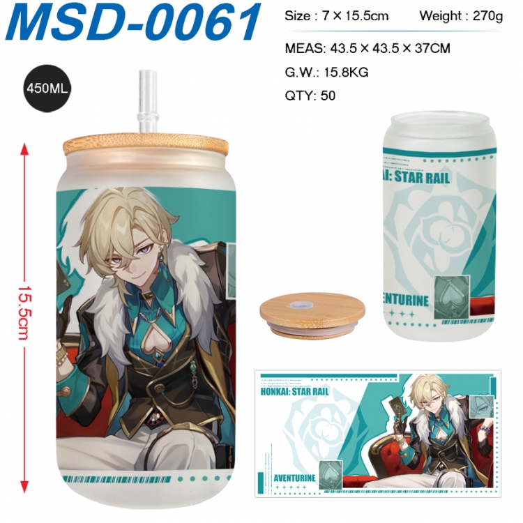 Honkai: Star Rail Anime frosted glass cup with straw 450ML