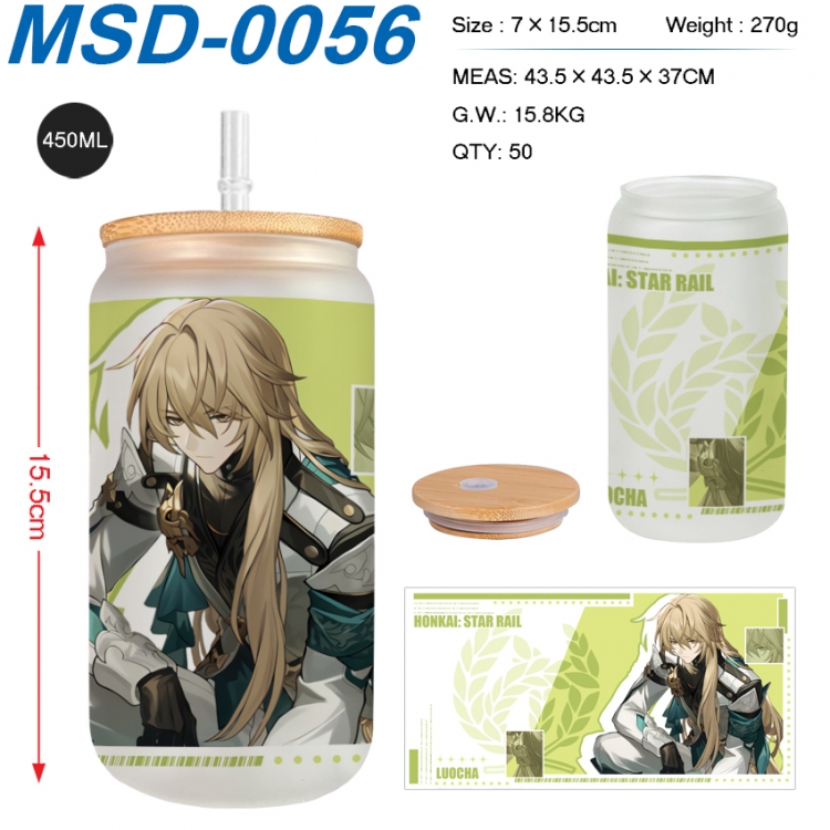 Honkai: Star Rail Anime frosted glass cup with straw 450ML