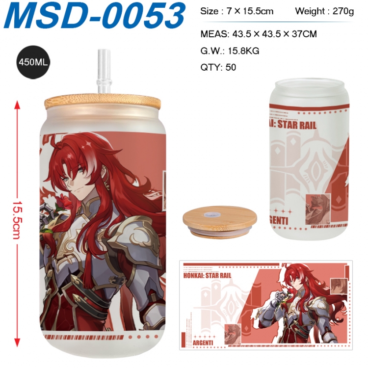 Honkai: Star Rail Anime frosted glass cup with straw 450ML