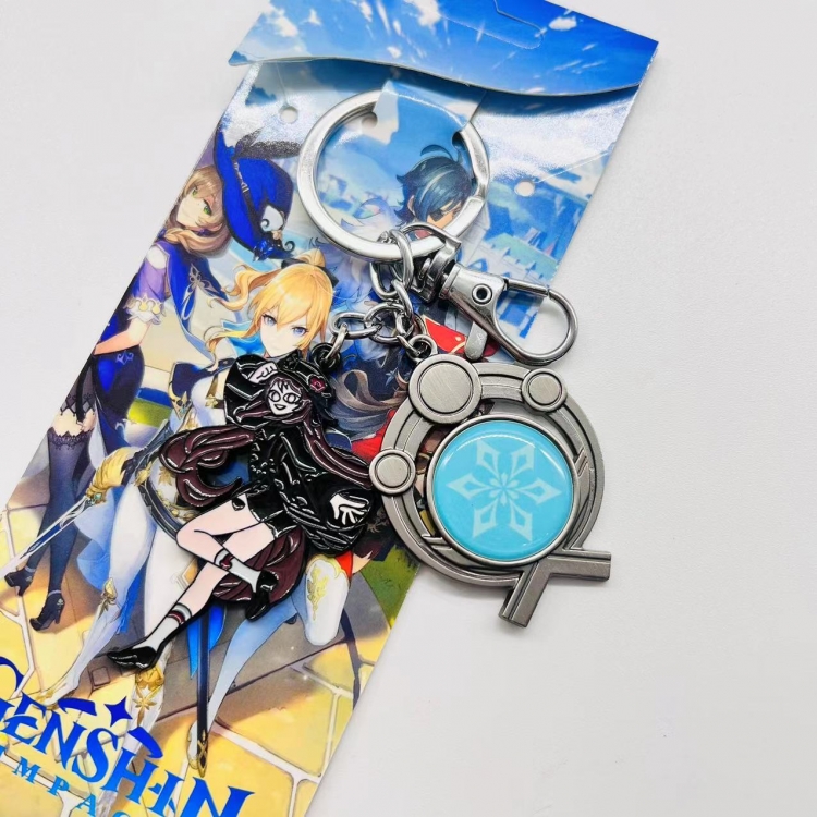 Genshin Impact Anime character 2 pendant metal keychain backpack pendant  2456