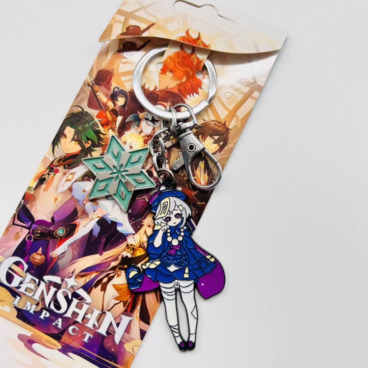 Genshin Impact Anime character 2 pendant metal keychain backpack pendant  2420