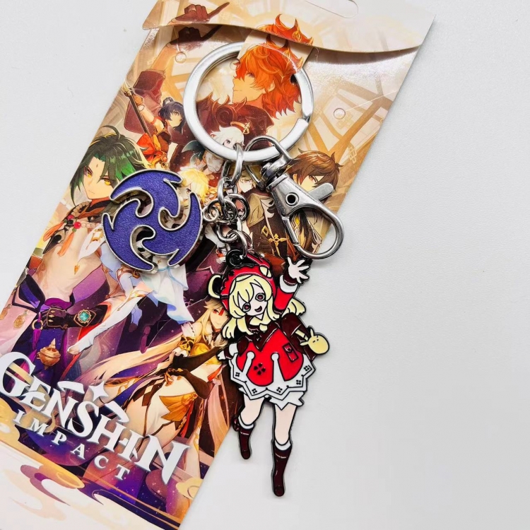 Genshin Impact Anime character 2 pendant metal keychain backpack pendant  2424