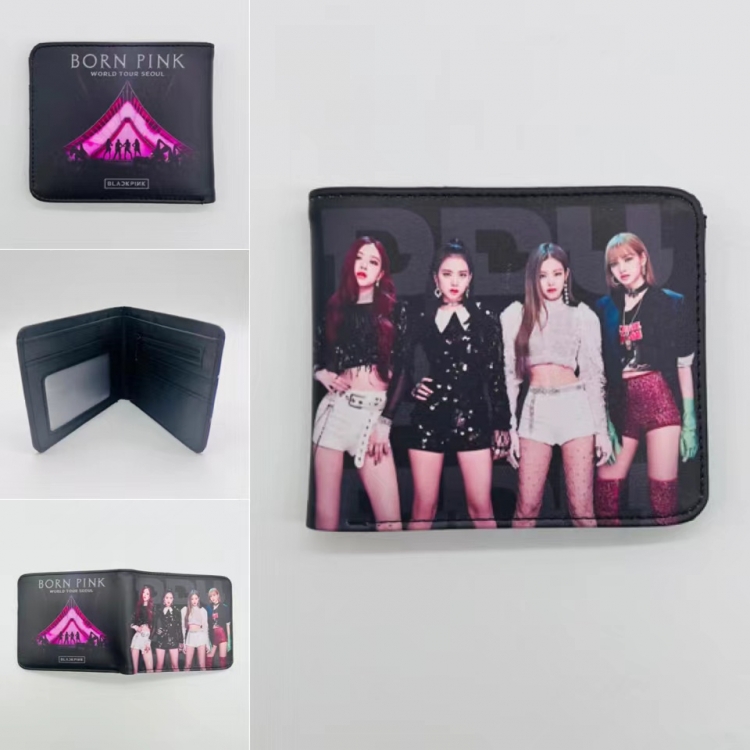 BLACK PINK Full color Two fold short card case wallet 11X9.5CM