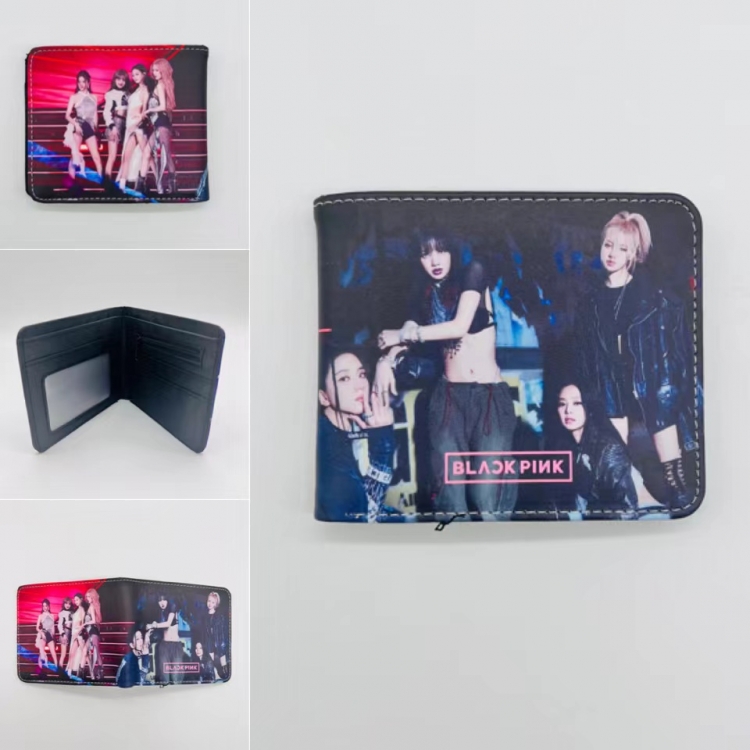 BLACK PINK Full color Two fold short card case wallet 11X9.5CM