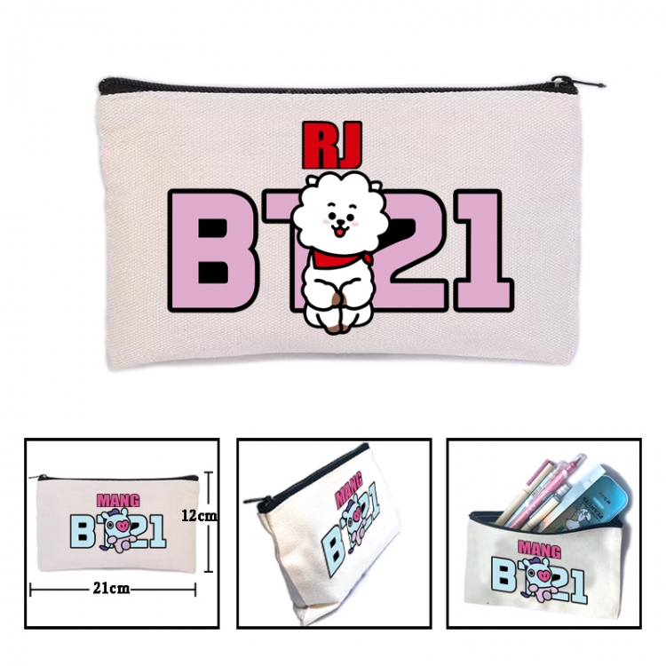 BTS Anime canvas minimalist printed pencil case storage bag 21X12cm
