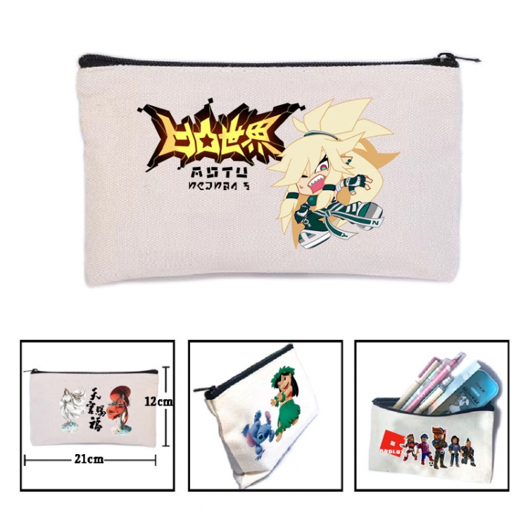 AOTU Anime canvas minimalist printed pencil case storage bag 21X12cm