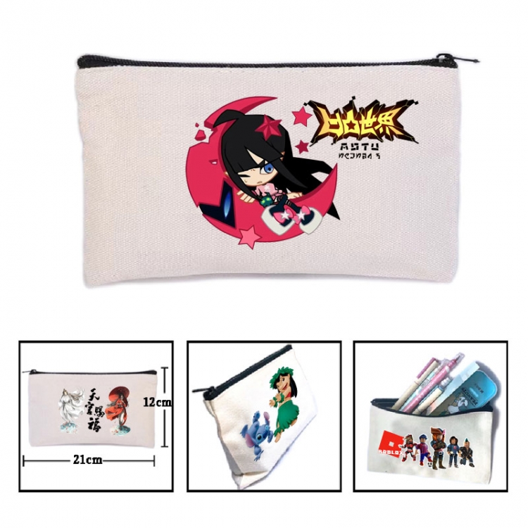 AOTU Anime canvas minimalist printed pencil case storage bag 21X12cm