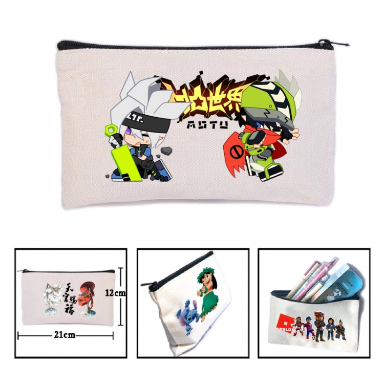 AOTU Anime canvas minimalist printed pencil case storage bag 21X12cm