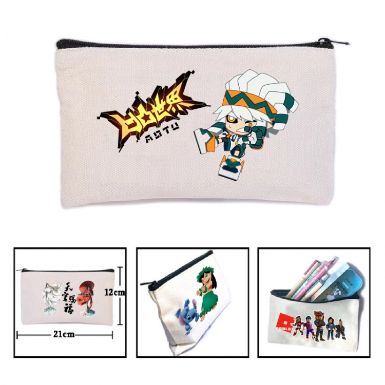 AOTU Anime canvas minimalist printed pencil case storage bag 21X12cm