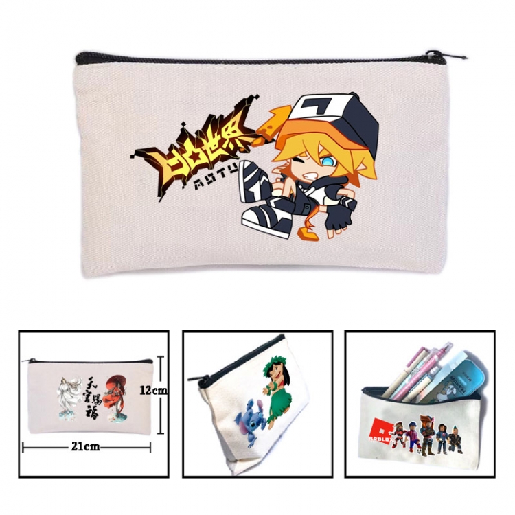 AOTU Anime canvas minimalist printed pencil case storage bag 21X12cm