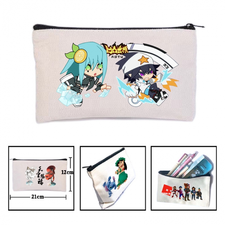 AOTU Anime canvas minimalist printed pencil case storage bag 21X12cm