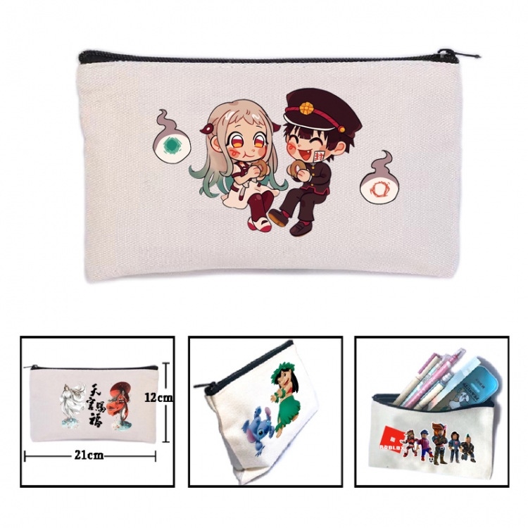 Toilet-bound Hanako-kun Anime canvas minimalist printed pencil case storage bag 21X12cm