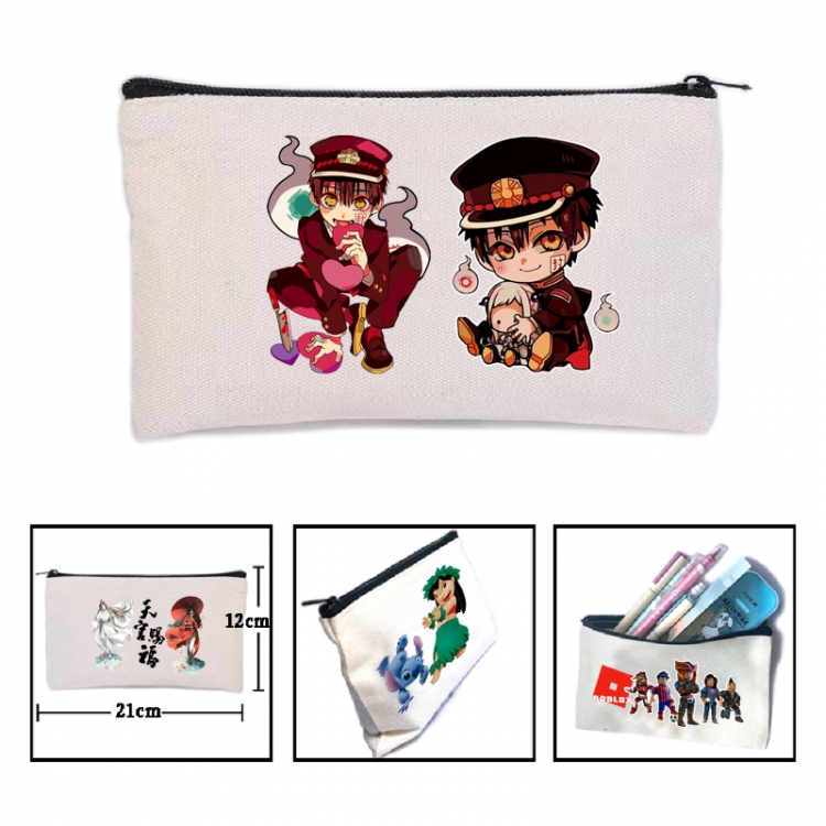 Toilet-bound Hanako-kun Anime canvas minimalist printed pencil case storage bag 21X12cm