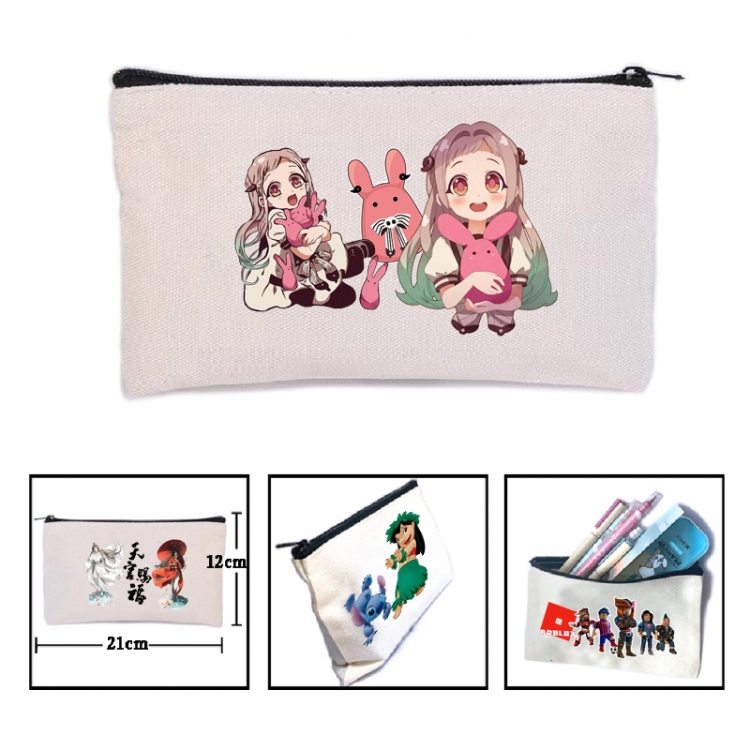 Toilet-bound Hanako-kun Anime canvas minimalist printed pencil case storage bag 21X12cm