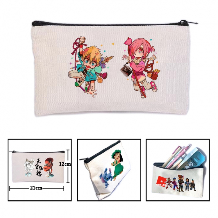 Toilet-bound Hanako-kun Anime canvas minimalist printed pencil case storage bag 21X12cm