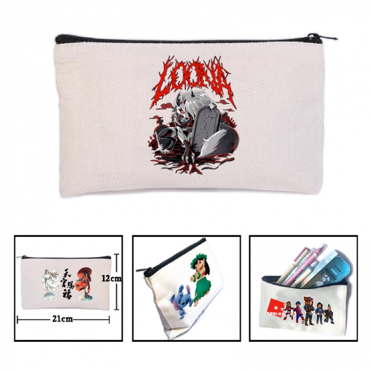 Hazbin Hotel Anime canvas minimalist printed pencil case storage bag 21X12cm