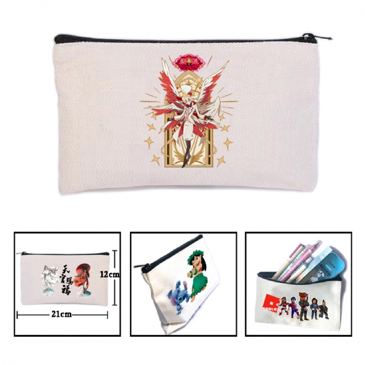 Hazbin Hotel Anime canvas minimalist printed pencil case storage bag 21X12cm