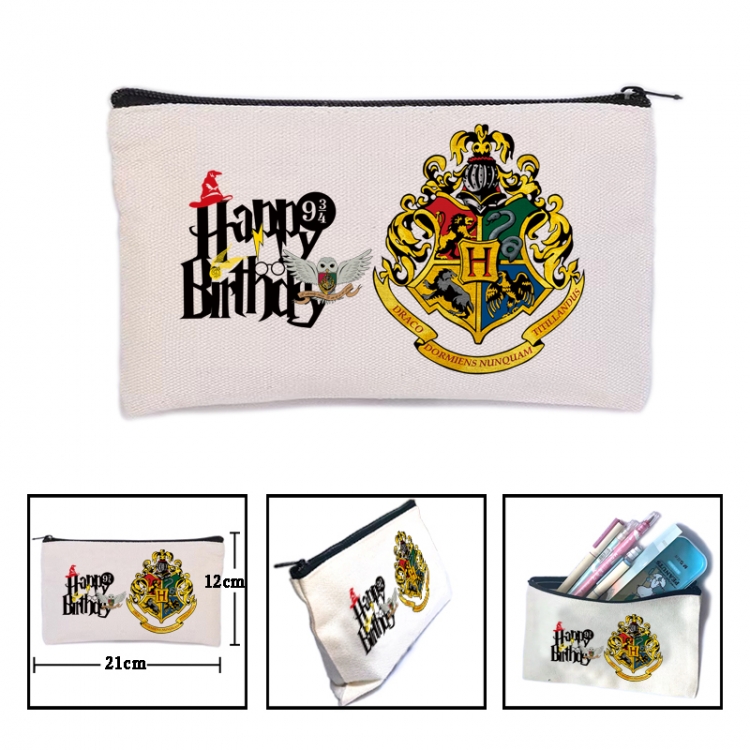 Harry Potter Anime canvas minimalist printed pencil case storage bag 21X12cm