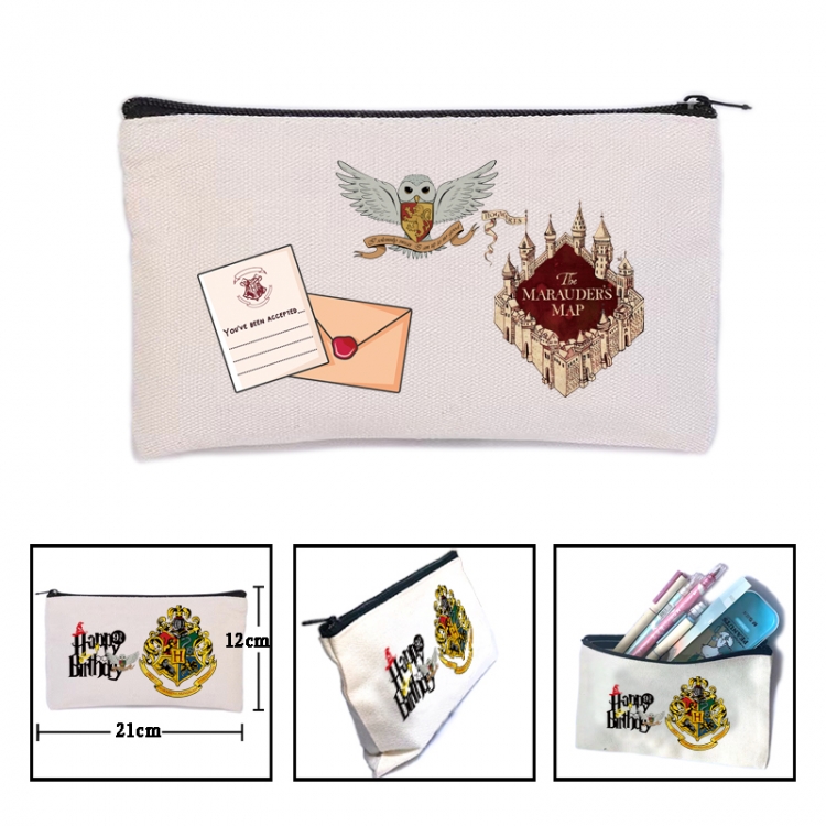 Harry Potter Anime canvas minimalist printed pencil case storage bag 21X12cm