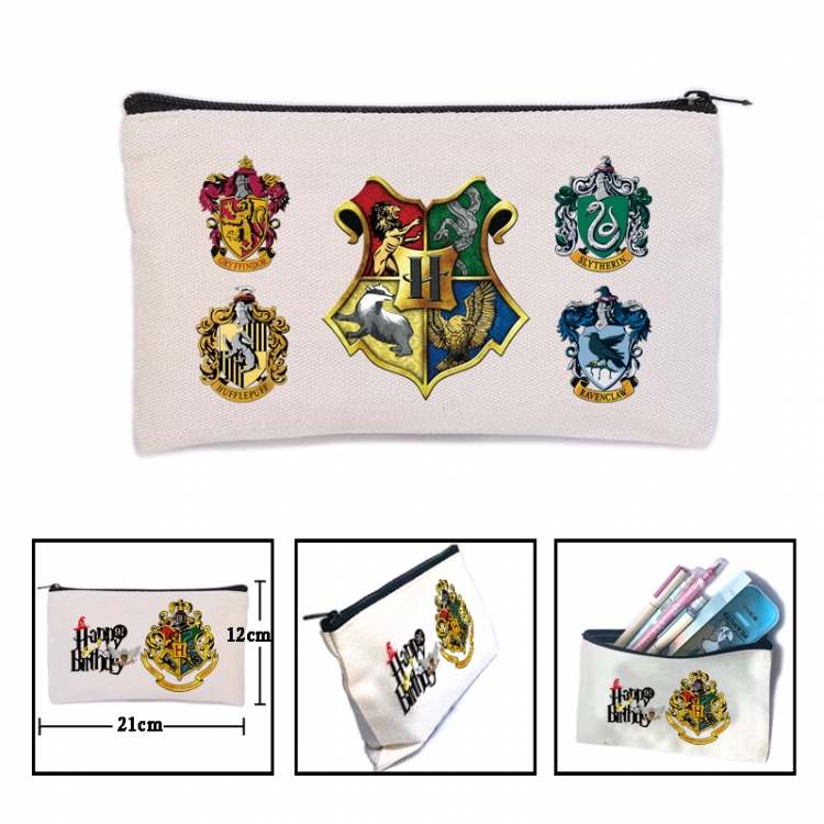 Harry Potter Anime canvas minimalist printed pencil case storage bag 21X12cm