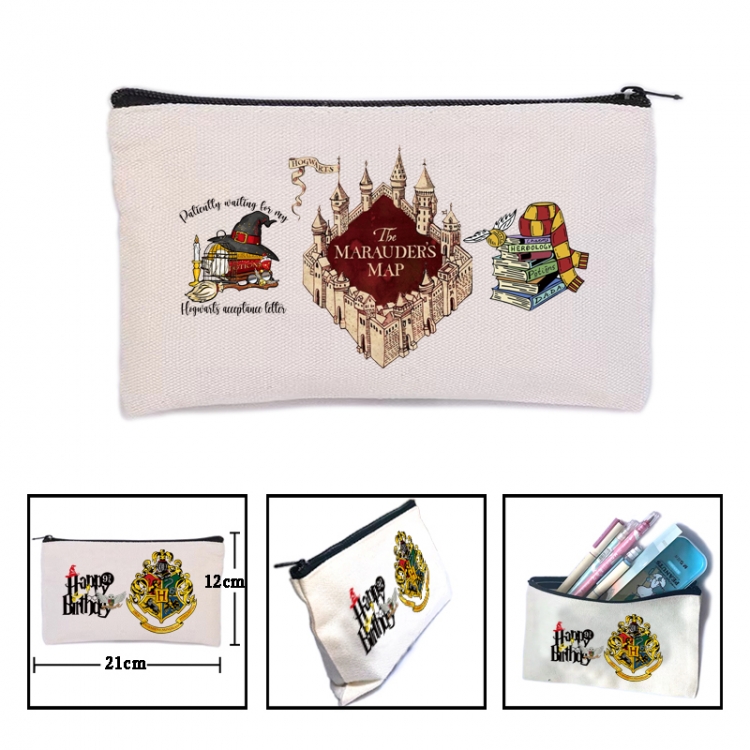 Harry Potter Anime canvas minimalist printed pencil case storage bag 21X12cm