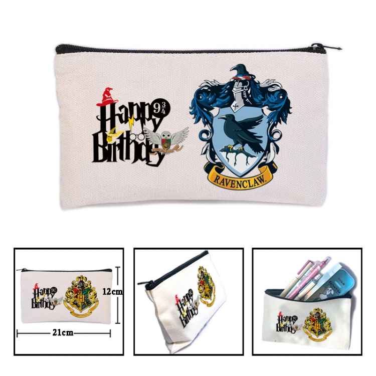 Harry Potter Anime canvas minimalist printed pencil case storage bag 21X12cm