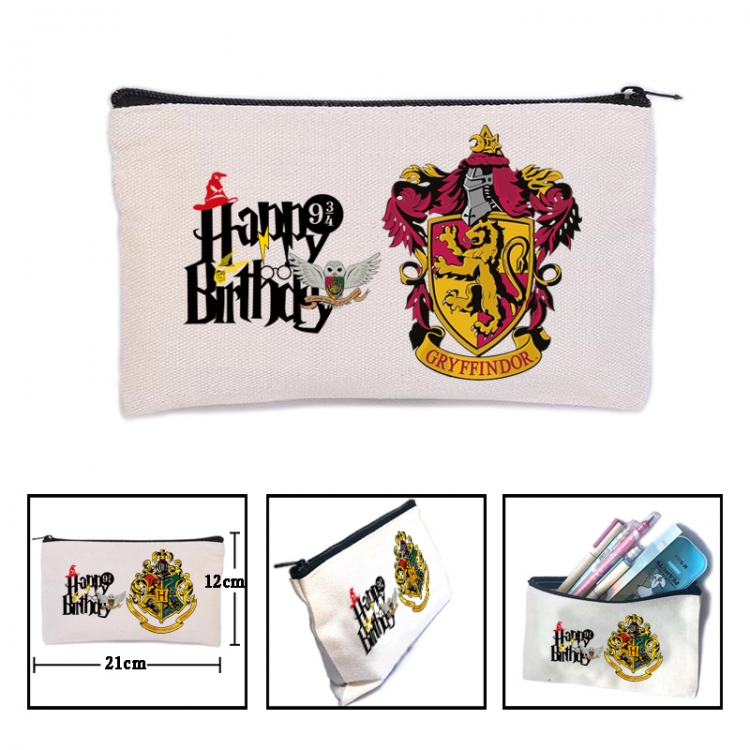 Harry Potter Anime canvas minimalist printed pencil case storage bag 21X12cm