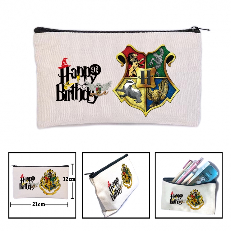 Harry Potter Anime canvas minimalist printed pencil case storage bag 21X12cm